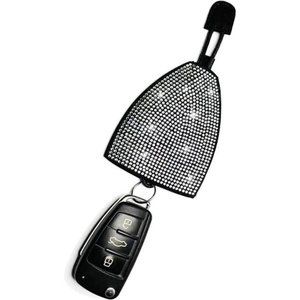 Bling Rhinestone KeyChain Leather Car key Fob Case for Women (White)